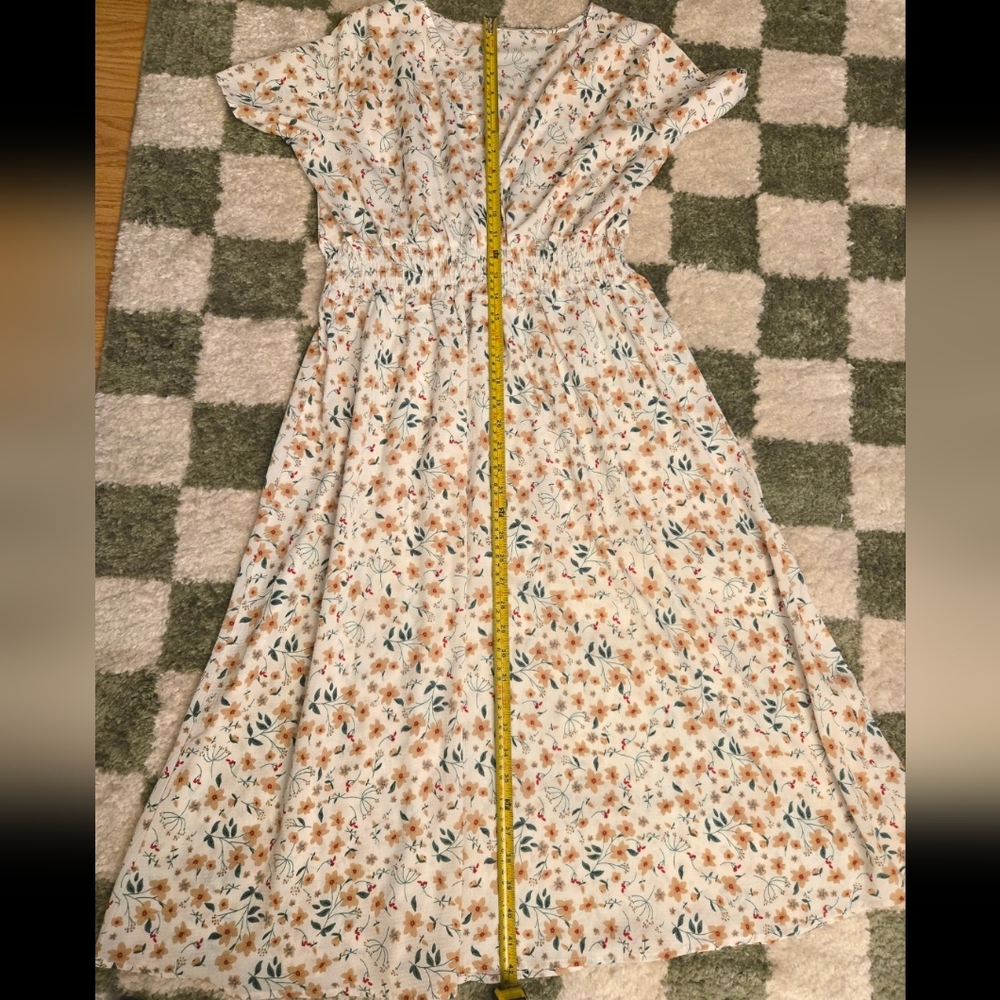 Floral Dress in White and Green